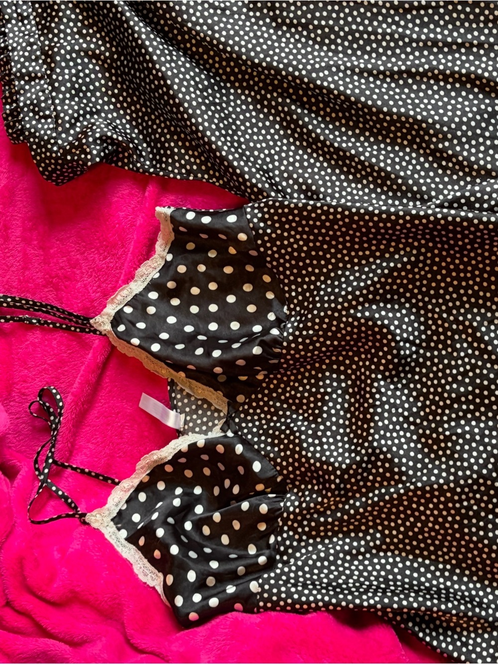 Gilligan & O'Malley Black and White Polka Dot Lace-Trim Sleep Set - Picture 4 of 9